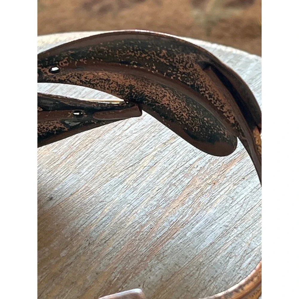 Renoir Copper Cuff Bracelet Mid Century Modern Leaf Bypass Hinge